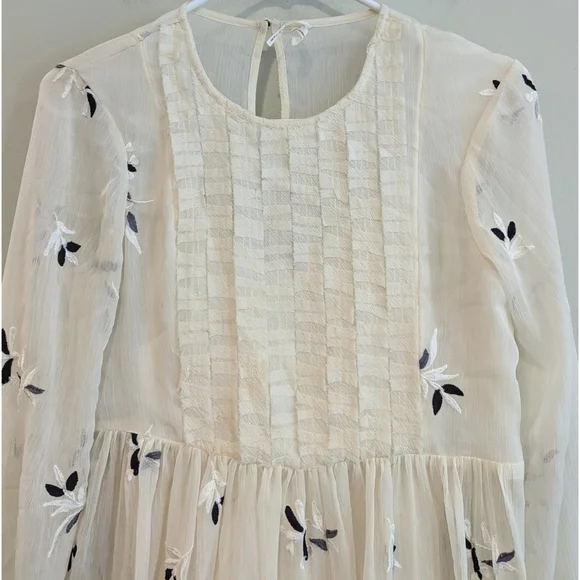 Anthropologie Feather Bone Feuille Ivory Embroidered Tunic Dress Size 2 Anthropologie Feather Bone Feuille Ivory Embroidered Tunic Dress Size 2